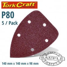 SANDING TRIANGLE 80 GRIT 140 X 140 X 98MM 5/PACK W/H HOOK AND LOOP