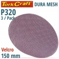 DURA MESH ABR.DISC 150MM HOOK AND LOOP 320GRIT 3PC FOR SANDER POLISHER