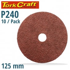 SANDING DISC 125MM 240 GRIT CENTRE HOLE 10/PK