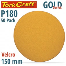 GOLD DISC (50 PIECES) 180 GRIT 150MM WITHOUT HOLE HOOK AND LOOP