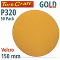 GOLD DISC (50 PIECES) 320 GRIT 150MM WITHOUT HOLE HOOK AND LOOP