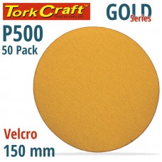 GOLD DISC (50 PIECES) 500 GRIT 150MM WITHOUT HOLE HOOK AND LOOP