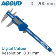 DIG. CALIPER 200MM 0.03MM ACC. METAL COVER S/STEEL 0.01MM RES.