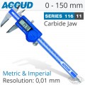 DIG. CALIPER 150MM 0.03MM ACC. TCT JAWS S/STEEL 0.01MM RES.