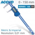 DIG. CALIPER 150MM 0.04MM ACC. OUTSIDE NECK 0.01MM RES. S/STEEL