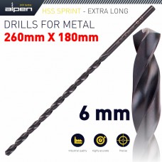 HSS DRILL BIT 6MM 260 X 180 EXTRA LONG