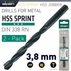 HSS SPRINT DRILL BIT 3.8MM 2/PACK