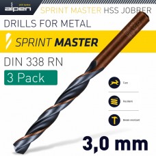 HSS SPRINT MASTER  3.0MM X3 SLEEVED DIN338 ALPEN DRILL BIT