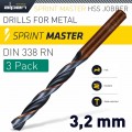 HSS SPRINT MASTER  3.2MM X3 SLEEVED DIN338 ALPEN DRILL BIT