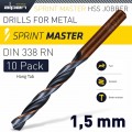 HSS SPRINT MASTER 1.5MM 10-PACK HANG TAG DIN 338 ALPEN DRILL BITS