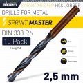 HSS SPRINT MASTER 2.5MM 10-PACK HANG TAG DIN 338 ALPEN DRILL BITS