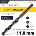 HSS SPRINT MASTER 11.0MM RED SHANK 9.5MM X1 SLEEVED DIN338 ALPEN DRILL