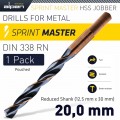 HSS SPRINT MASTER 20.0MM RED SHANK 12.5MM X1 SLEEVED DIN338 ALPEN DRIL