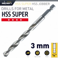 HSS SUPER DRILL BIT HEX SHANK 3MM
