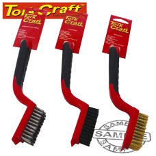 SOFT GRIP WIDE BRUSH SET BRASS STAINLESS NYLON IN BLISTER TCW