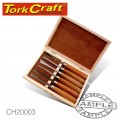 CHISEL SET WOOD CARVING 6 PIECE WOODEN BOX
