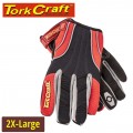 MECHANICS GLOVE 2X LARGE SYNTHETIC LEATHER REINFORCED PALM SPANDEX RED