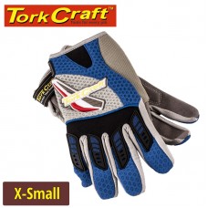 MECHANIC GLOVE X-SMALL SYNT.LEATHER LEATHER PALM AIR MESH BACK BLUE