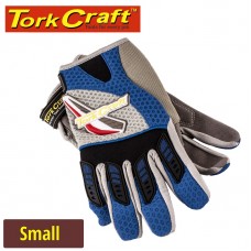 MECHANICS GLOVE SMALL SYNTHETIC LEATHER PALM AIR MESH BACK BLUE