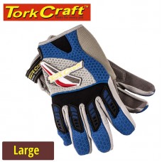 MECHANICS GLOVE LARGE SYNTHETIC LEATHER PALM AIR MESH BACK BLUE