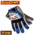 MECHANICS GLOVE 3XL LARGE SYNTHETIC LEATHER PALM AIR MESH BACK BLUE