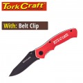 KNIFE FOLDABLE UTILITY RED WITH G10 MATERIAL HANDLE AND BELT CLIP
