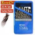 DRILL BIT SET 25PCS 1-13MM X 0.5 MM TURBO POINT