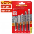 DRILL BIT SET 5PCS HSS HALF GROUND HEX SHANK 1.5/2.5/3/4/5MM POLISHED