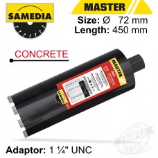 DIAMOND CORE BIT 72MM X 450MM X 1 1/4' CONCRETE MASTER DBK