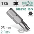 TORX TX5 CLASSIC BIT 25MM 2CD