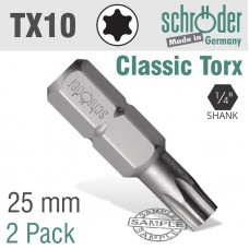 TORX TX10 CLASSIC BIT 25MM 2CD
