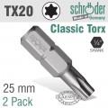 TORX TX20 CLASSIC BIT 25MM 2CD