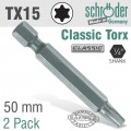 TORX TX15 CLASSIC POWER BIT 50MM 2CD