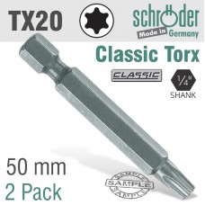 TORX TX20 CLASSIC POWER BIT 50MM 2CD