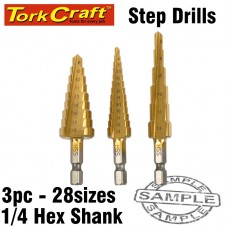 STEP DRILL SET 3PCE IN BLISTER