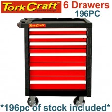 TORK CRAFT 6 DRAWER ROLLER CABINET ON CASTORS WITH 196PC OF STOCK