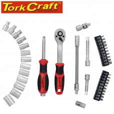 SOCKET & RATCHET DRIVE SET 40PC 1/4' CRV 12 POINT