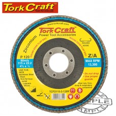 FLAP DISC ROUND EDGE ZIRCONIUM 115MM 120 GRIT FLAT