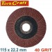 FLAP SANDING DISC 115MM 40GRIT 4+1 FREE A/O