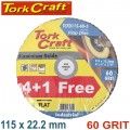 FLAP SANDING DISC 115MM 60GRIT 4+1 FREE A/O