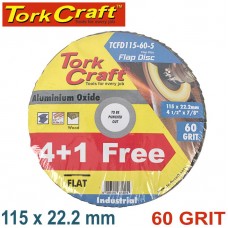 FLAP SANDING DISC 115MM 60GRIT 4+1 FREE A/O