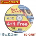 FLAP SANDING DISC 115MM 80GRIT 4+1 FREE A/O