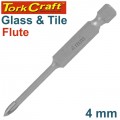 GLASS & TILE DRILL 4MM 4 FLUTE WITH HEX SHANK
