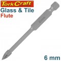 GLASS & TILE DRILL 6MM 4 FLUTE WITH HEX SHANK