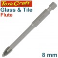 GLASS & TILE DRILL 8MM 4 FLUTE WITH HEX SHANK