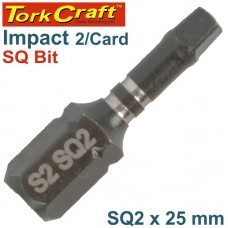 IMPACT SQUARE RECESS INS. BIT NO.2 X25MM 2/CARD SQ2