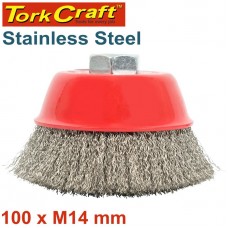 WIRE CUP BRUSH 100 X M14 CRIMPED STAINLESS STEEL BULK TCW