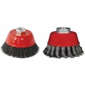 WIRE CUP BRUSH 75MM X M14 CRIMPED & KNOTTED SET 2PCE FOR115 ANGLE GRI